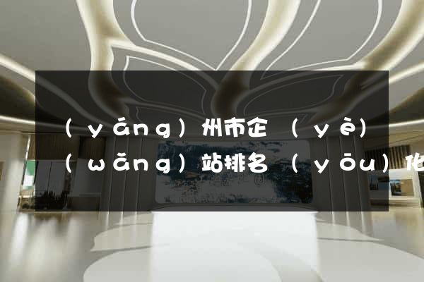 揚(yáng)州市企業(yè)網(wǎng)站排名優(yōu)化